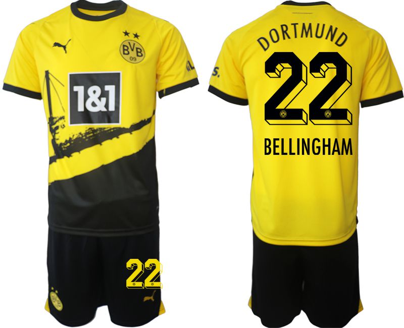 Men 2023-2024 Club Borussia Dortmund home yellow #22 Soccer Jersey->customized soccer jersey->Custom Jersey